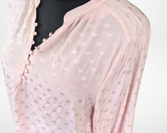 Pink blouse vtg women shirts top with dots Size M