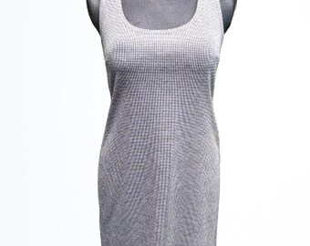 Grey vintage dress sleeveless women sundress knitted Size S