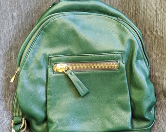 Green vintage bag backpack women fake leather