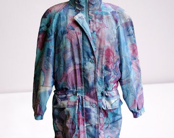Chaqueta vintage parka violeta claro rosa abrigo abstracto mujer años 90 talla 44 L XL regalo para ella