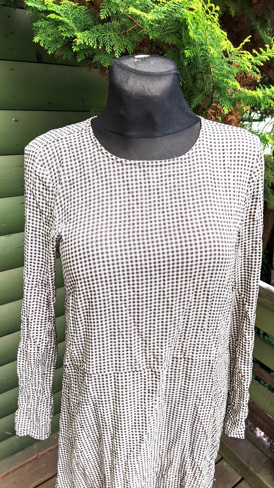 Vintage dress women tunic black white Size S 36 EU, foto 4 di 5