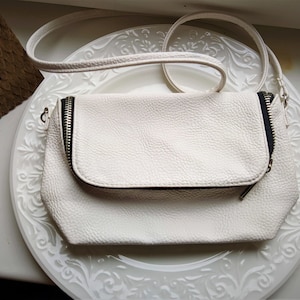 White vintage vegan leather bag shoulder crossboddy women Zara gift for her summer tote