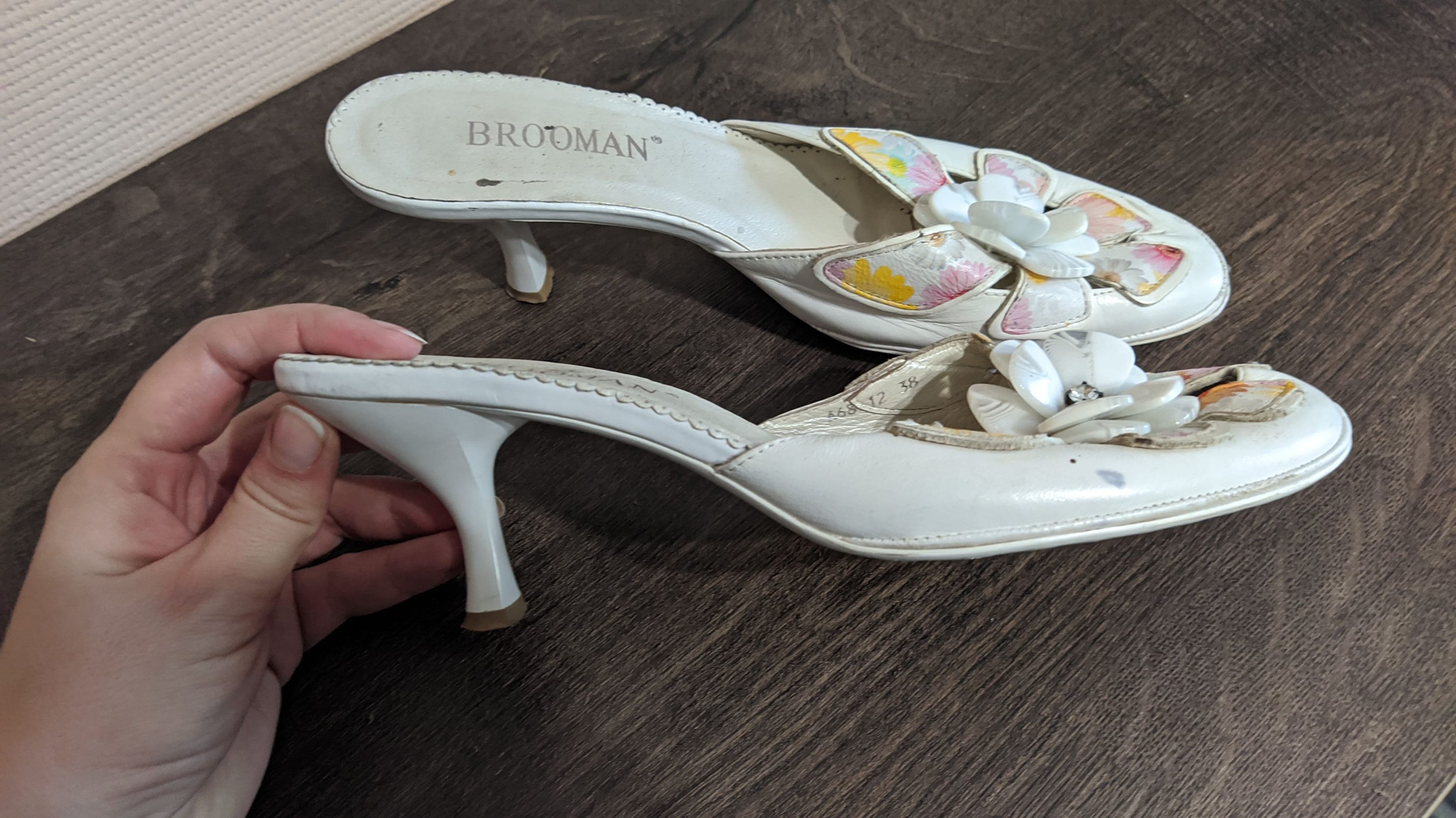 Vintage White Mules Sandals With Flower Women Heels Open Pumps - Etsy Sweden