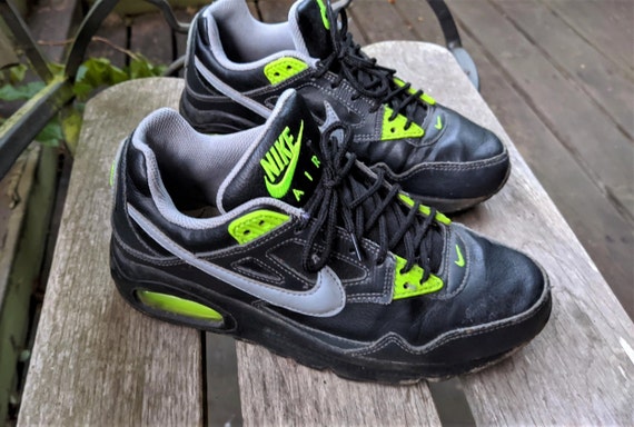 Vintage Black Green Neon Athletic Shoes Sneakers Nike Air Unisex 