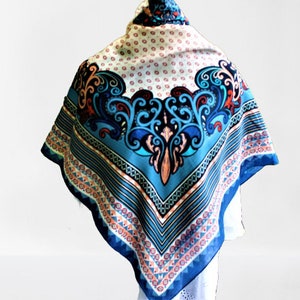 Blue red white vintage scarf ornament gift for her