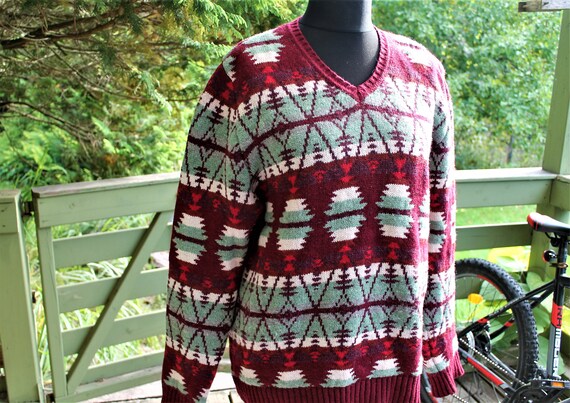 Vintage wool men sweater Scotch red green pullove… - image 7