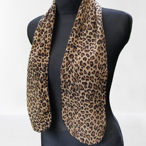 Vintage brown black scarf women leopard print gift for her