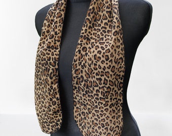 Vintage brown black scarf women leopard print gift for her