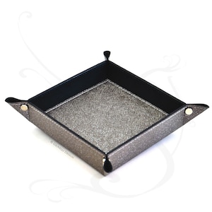 Glittered Grey Valet Tray - Faux Leather Pocket Emptier