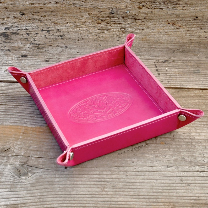 Leather Valet Tray Hot Pink Pocket Emptier Etsy