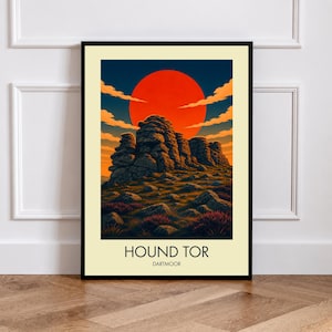 Chien Tor | Devon repensé | Impressions d'art côtières et landes | Art mural inspiré des voyages dans le Devon | Posters de paysages modernes | Art mural marin