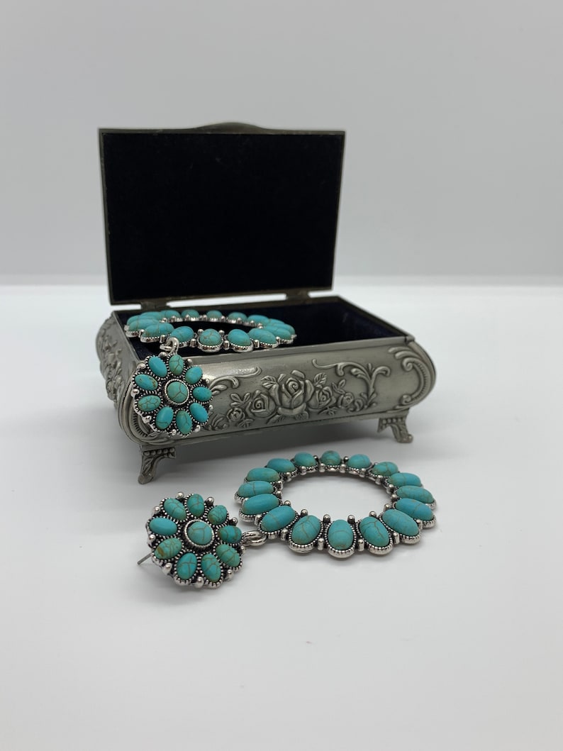 stone earrings floral stone earrings Round earrings with turquoise natural stones large stone earrings