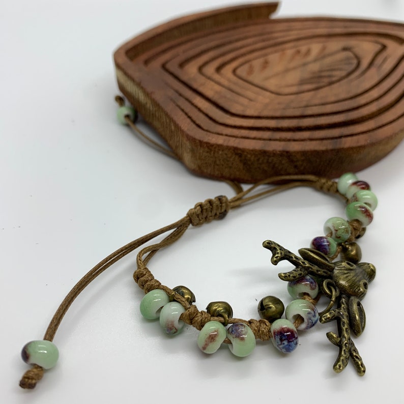 Deer Head bracelet with Bells and beads adjustable