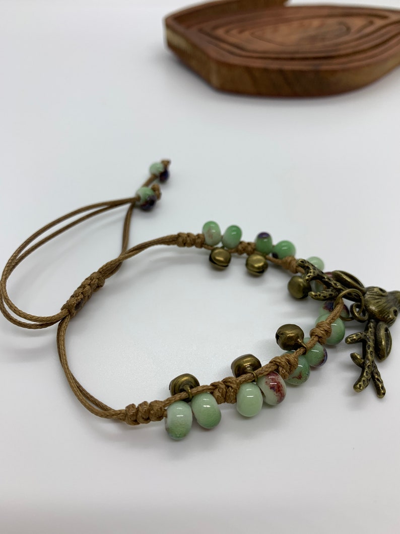 Deer Head bracelet with Bells and beads adjustable