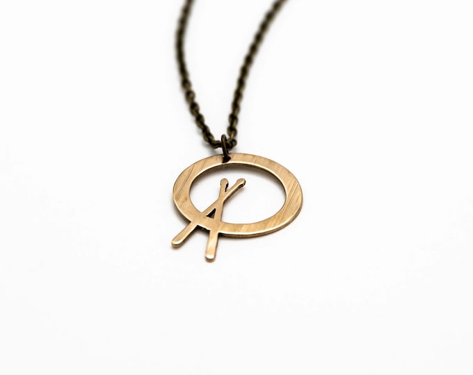 Mini Cross Stick - Upcycled Drum Jewelry Music Cymbal Necklace