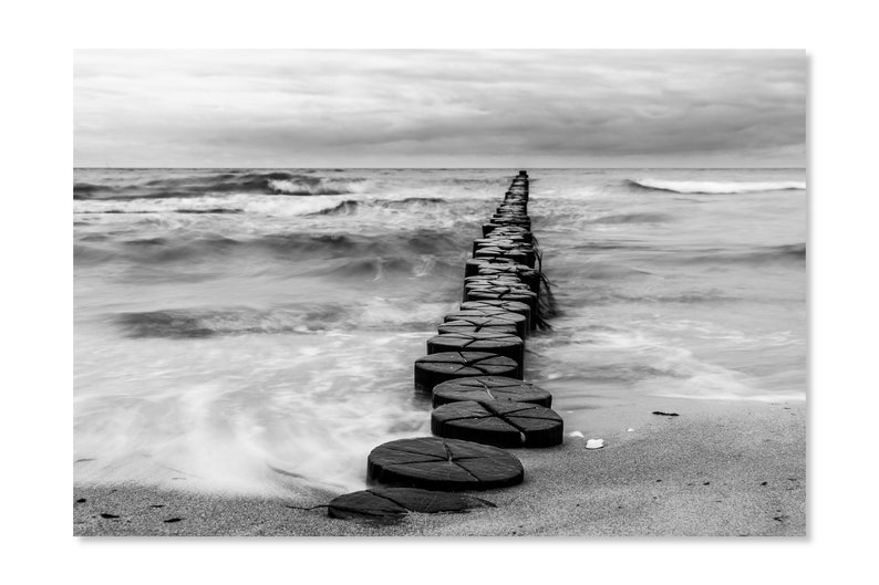 Landschaftsfotografie Meeresrauschen in schwarz-weiß, 13 x 18 cm, 21 x 30 cm A4, 30x40 cm, Druck, maritimes Poster Bild 3