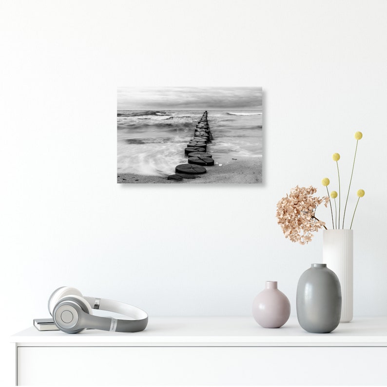 Landschaftsfotografie Meeresrauschen in schwarz-weiß, 13 x 18 cm, 21 x 30 cm A4, 30x40 cm, Druck, maritimes Poster Bild 2