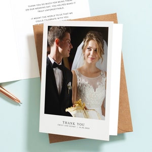 Wedding Thank You Card With Photo, Thank You Wedding Cards, Thank You Card Wedding, Personalised Thank You Cards, Thank You Photo Card #097