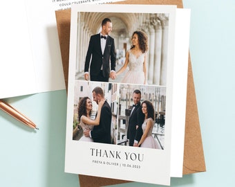 Thank You Cards, Wedding Thank You Card, Folded Thank You Card Pack with Envelopes, Personalised Thank You Card, Simple Thank You Cards #097