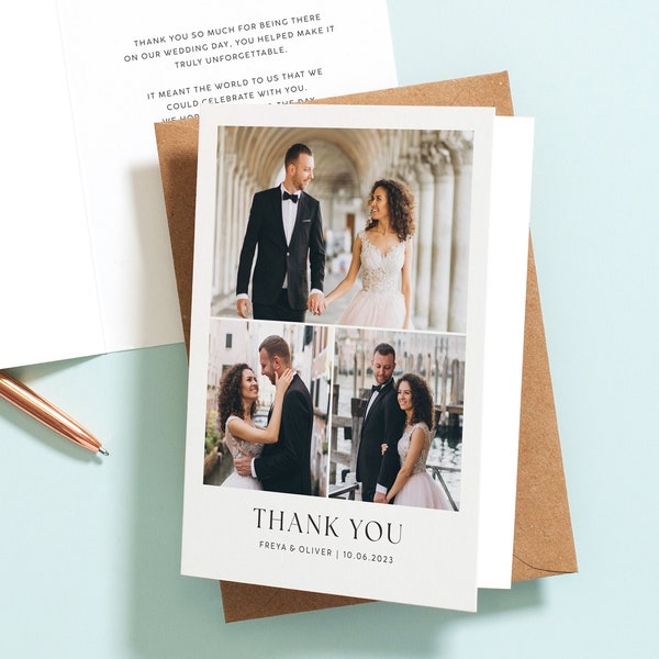 Thank You Cards, Wedding Thank You Card, Folded Thank You Card Pack with Envelopes, Personalised Thank You Card, Simple Thank You Cards #097