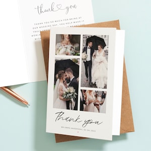 Wedding Thank You Cards with Photo, Folded Thank You Wedding Card, Thank You Card Wedding, Personalised Thank You Card, Thank You Cards #097