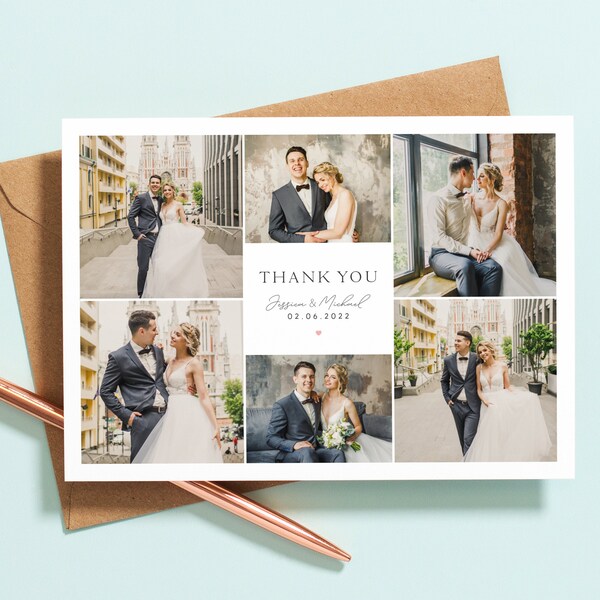 Thank You Cards Wedding, Wedding Photo Cards, Newlywed Photo, Personalised Photo Thank You Cards, Wedding Thank You Cards with Photo #085