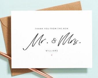 Wedding Thank You Cards Mr and Mrs, Wedding Engagement, Bridal Shower, Couples Shower Thank You Cards Cute, Elegant Thank You Cards Set #086