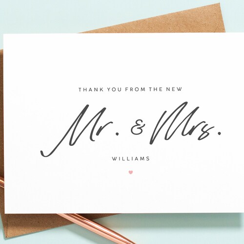Personalized Wedding Thank You Cards New Mr and Mrs set of Etsy
