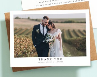 Wedding Thank You Card with Photo, Wedding Photo Thank You Cards, Rustic Wedding Thank You Card, Personalised Wedding Thank You Card #085
