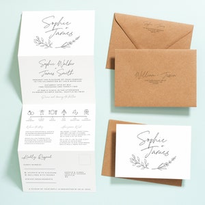 Wedding Invitation Suite Rustic, Personalised Wedding Invitations with Envelopes, Evening Invitation, RSVP, Custom Wedding Timeline