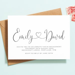 Personalised Engagement Invitations Simple, Engagement Celebration, Modern Engagement Invites, We're Engaged, Engagement Party Invites #104