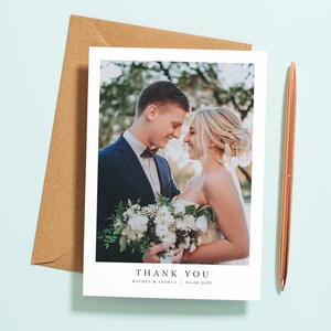 Simple Wedding Thank You Card With Photo, Thank You Wedding Cards, Thank You Card, Personalised Thank You Cards, Thank You Photo Card 085 image 1