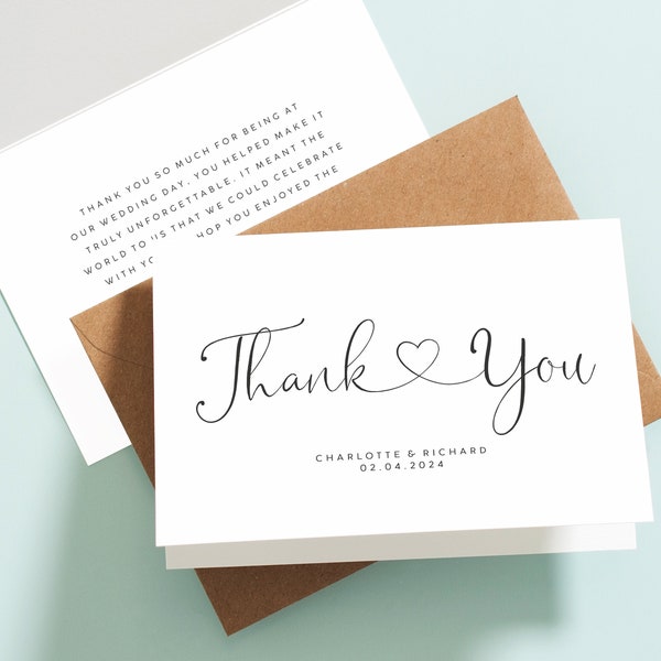 Wedding Thank You Cards, Personalised Wedding Thank You Cards, Wedding Thank You Postcards, Thank You Cards, Simple Wedding Cards #098