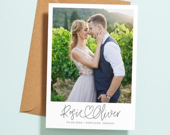 Wedding Thank You Card with Photo, Thank You Wedding Cards, Thank You Card Wedding, Personalised Thank You Cards, Thank You Photo Card #085