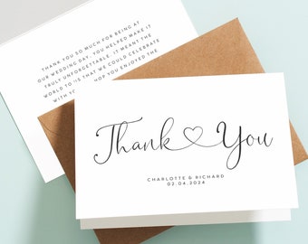 Wedding Thank You Cards, Personalised Wedding Thank You Cards, Wedding Thank You Postcards, Thank You Cards, Simple Wedding Cards #098