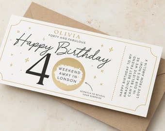 Personalised Birthday Scratch Card Surprise Gift, Scratch Reveal Card for Birthday, Scratch Gift Voucher for Surprise 60th, 50th, 40th, 30th