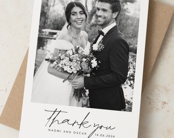 Simple Photo Thank You Wedding Cards, Simple Thank You Wedding Cards, Postcard and Folded Wedding Thank You Cards with Photo with Envelopes