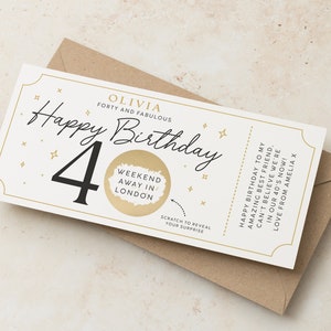 Personalised Birthday Scratch Card Surprise Gift, Scratch Reveal Card for Birthday, Scratch Gift Voucher for Surprise 60th, 50th, 40th, 30th