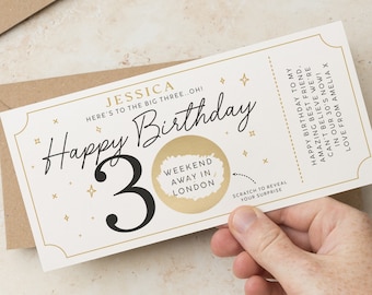 Personalised Birthday Age Scratch Card, 30th Surprise Scratch Card, Any Age, 30th, 40th, 50th, Surprise Reveal Card, Birthday Scratch Card