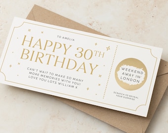 Personalised Birthday Scratch Card Gift Voucher, Special Birthday Gold Scratch Card For 18th, 21st, 30th, 40th, 50th, 60th, Scratch Reveal