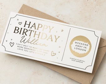 Custom Birthday Scratch Card Gift Voucher, Special Birthday Gold Foil Scratch Card For 18th, 21st, 30th, 40th, 50th, 60th, Scratch Reveal