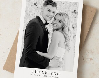 Simple Wedding Thank You Cards, Simple Photo Thank You Card, Folded Wedding Thank You Cards with Photo, Modern Thank You with Envelopes