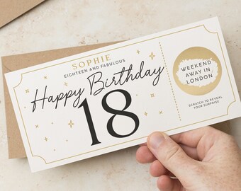 Personalised 18th Birthday Surprise Scratch Card, Special 18th Surprise Gift, Reveal Card Birthday Gift, Scratch and See Surprise Ticket