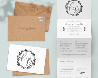 Confetti Swirl Concertina Wedding Invitation Trifold Save Etsy