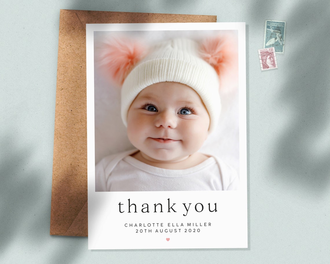 Baby Thank You Cards Baby Thank You Card With Photo Etsy