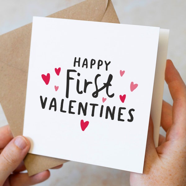 Happy First Valentines Day Card, First Valentines Cards For Boyfriend, For Partner, 1st Valentines Day Card For Girlfriend, For Him, For Her