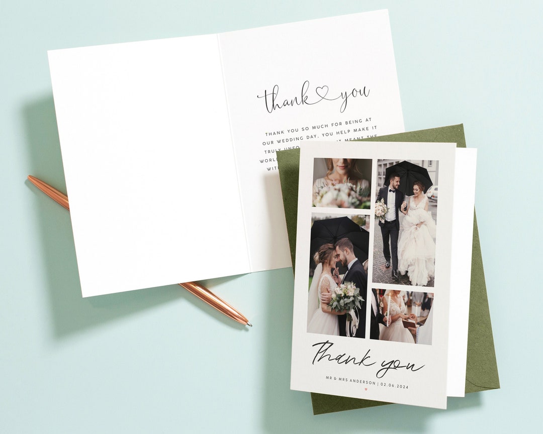 Wedding Thank You Cards With Photo Folded Thank You Wedding - Etsy