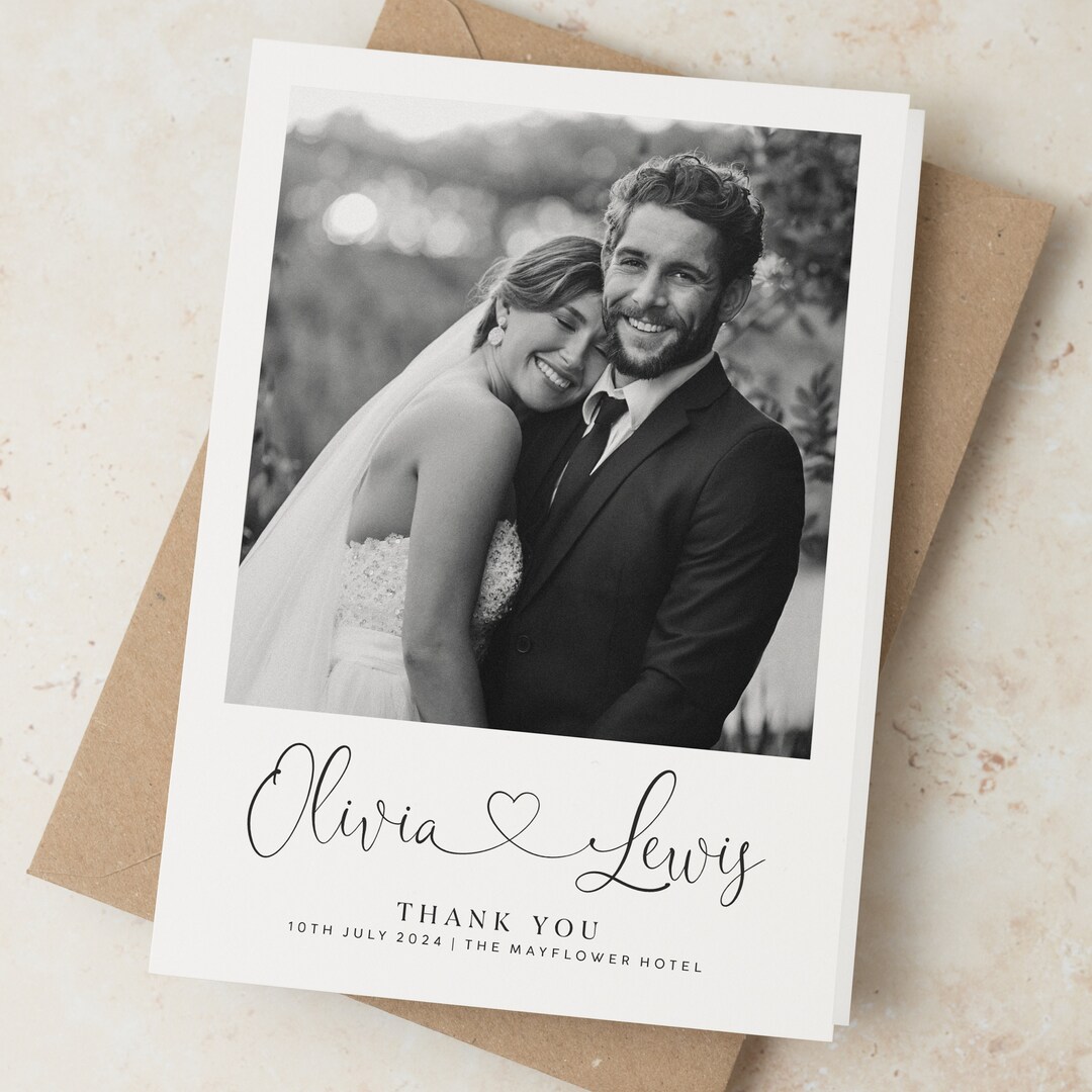 Photo Thank You Wedding Cards Simple Thank You Wedding Cards - Etsy