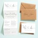 Modern Wedding Invitation Trifold, Simple Script Concertina Wedding Invitation or Reception Invites with Envelopes, RSVP, Guest Info #114