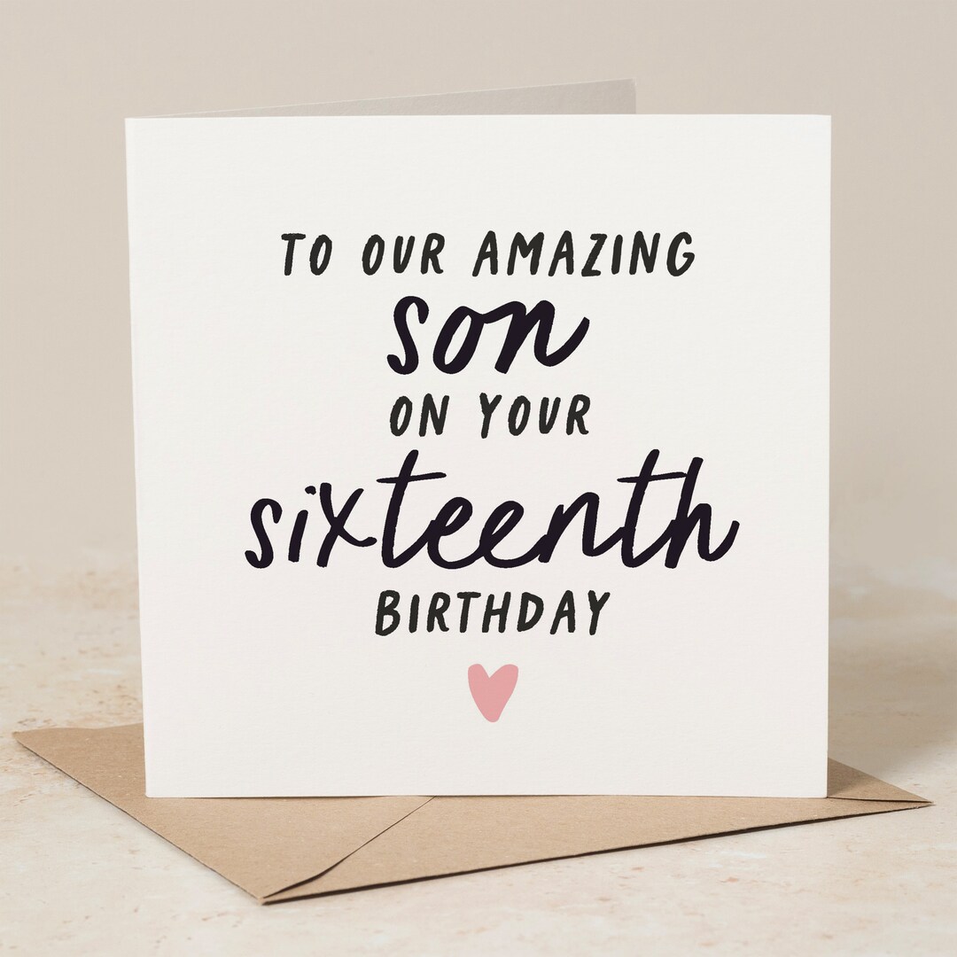 16th Birthday Card for Son, Card for Sixteenth Birthday, Son Birthday